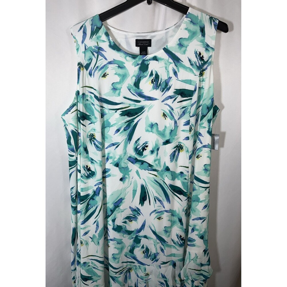 Catherine’s Black Label Women's Floral Rush White Teal Midi Dress Size 3Xwp - Picture 4 of 10